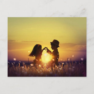 Romantic sunset postcard