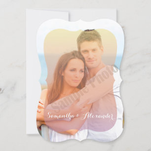 Romantic Sunset Shaped Photo Overlay Wedding Invitation