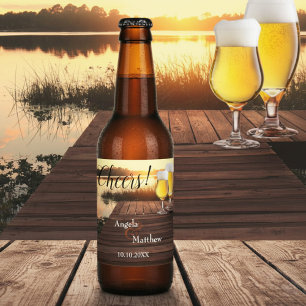 Romantic Sunset Wedding Beer Label