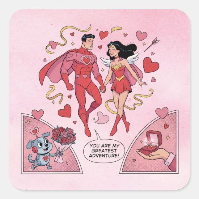Romantic Superhero Couple Sticker (Front)