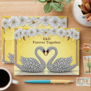 Romantic Swan Decor Crystal Envelope
