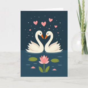 Romantic Swan Love Story Card