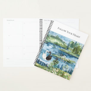 Romantic Swans Blue Lake Planner