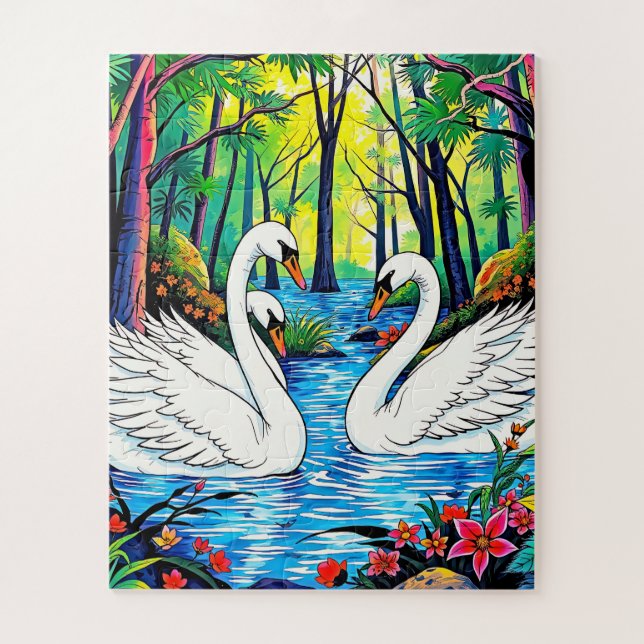  Romantic swans children's Jigsaw Puzzle (Vertical)