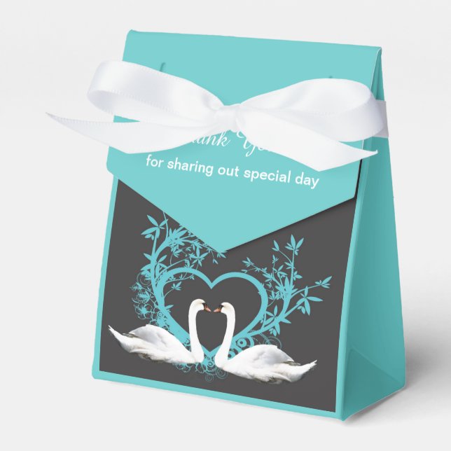 Romantic Swans Custom Tent Favour Box (Front Side)