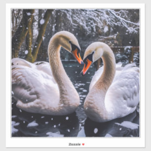 Romantic Swans in a Winter Wonderland