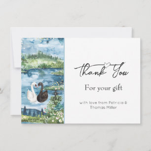 Romantic Swans Lake Water Lilies Wedding Thank You Card