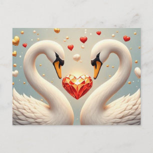 Romantic Swans of Everlasting Love ❤️ Postcard