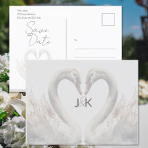 Romantic Swans Wedding Save the Date Postcard