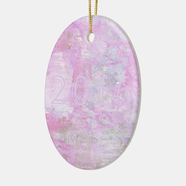 Romantic Sweet Happy New Year 2016 Soft Pink Ceramic Tree Decoration (Left)