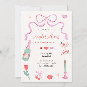 Romantic sweet valentine pastel colour birthday invitation
