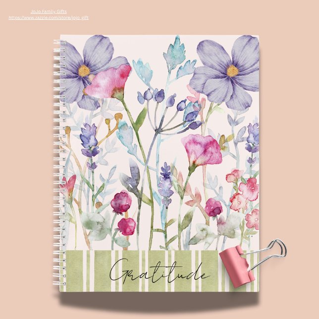 Romantic sweet watercolor wildflowers Gratitude Notebook (Creator Uploaded)