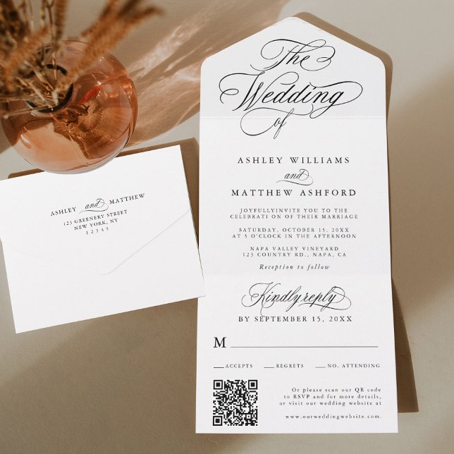 Romantic Swirly Calligraphy Wedding All In One Invitation (Creator Uploaded)