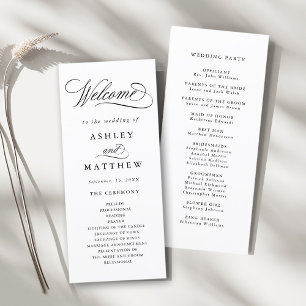 Romantic Swirly Calligraphy Wedding Ceremony Programme