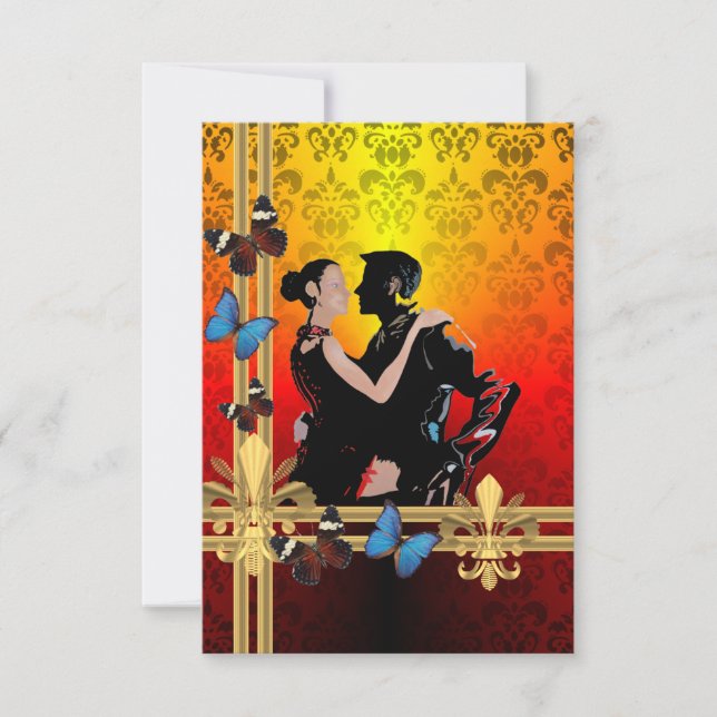 Romantic tango dancers on damask (Front)