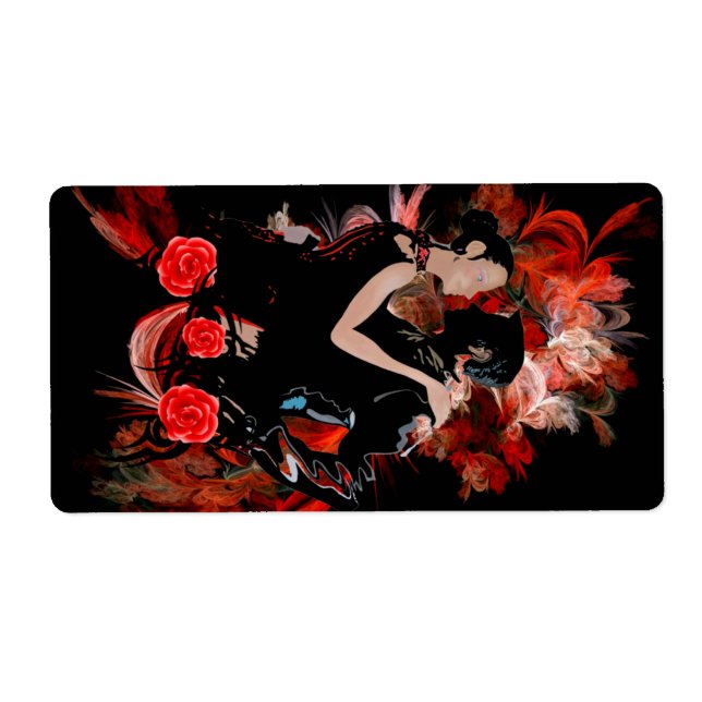 Romantic tango dancers on red fractal (Front)