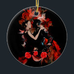 Romantic tango dancers on red fractal ceramic tree decoration<br><div class="desc">Digital collage of an original painting by Kevin Sean O'Connell,  personalise this design by adding your name,  monogram or text or visit the LEATHER_AND_LACE STORE for matching products and thousands of gift ideas</div>