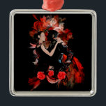 Romantic tango dancers on red fractal metal tree decoration<br><div class="desc">Digital collage of an original painting by Kevin Sean O'Connell,  personalise this design by adding your name,  monogram or text or visit the LEATHER_AND_LACE STORE for matching products and thousands of gift ideas</div>