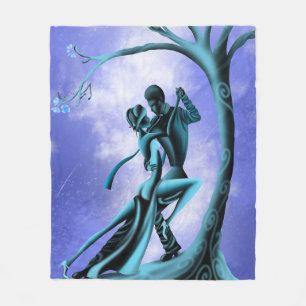 Romantic Tango under Midnight Tree Fleece Blanket
