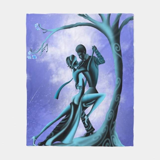 Romantic Tango under Midnight Tree  Fleece Blanket (Front)