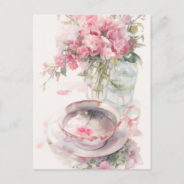Romantic Tea talk Postcard (Front)