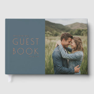 Romantic Teal Elegante Photo Guest Book