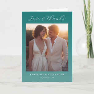 Romantic Teal Elegante Photo Thank You Card