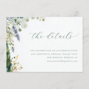 Romantic Teal Floral Watercolor Enclosure Card
