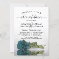 Romantic Teal Rose Wedding Rehearsal Dinner