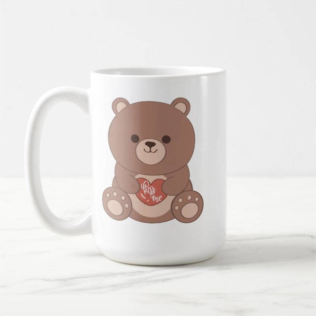 Romantic Teddy Bear & Hearts Mug (Left)