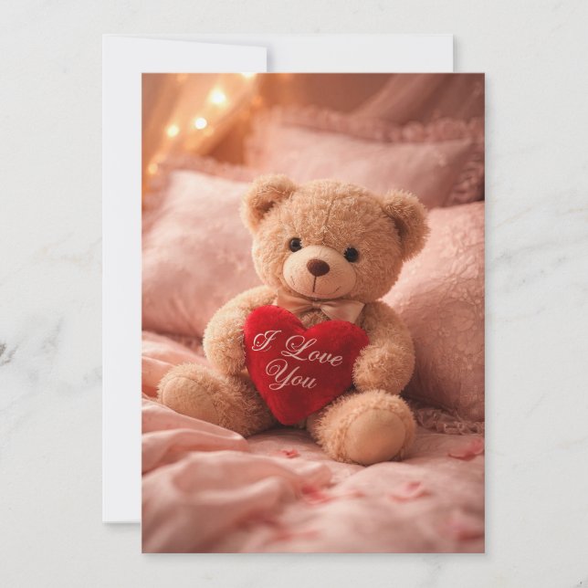 Romantic Teddy Bear Valentine Illustration (Front)
