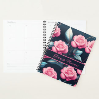 romantic, tender pink roses planner