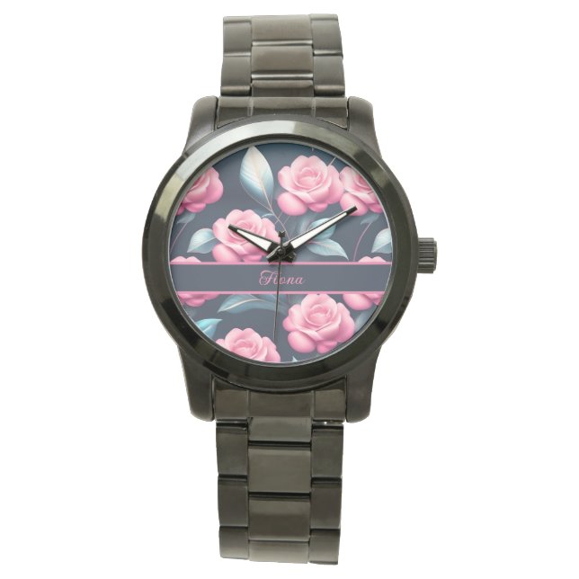 romantic, tender pink roses watch (Front)