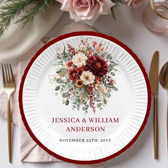 Romantic Terracotta Boho Wedding Paper Plates (Romantic Terracotta Boho Wedding Paper Plates

)