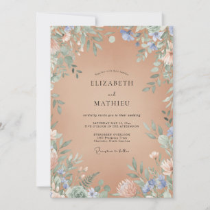 Romantic Terracotta Leaf Wedding Invitation