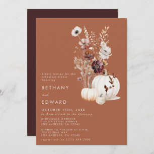 Romantic Terracotta Wildflower Rehearsal Dinner Invitation