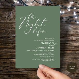 Romantic The Night Before Wedding Rehearsal Dinner Invitation
