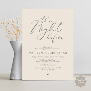 Romantic The Night Before Wedding Rehearsal Dinner Invitation
