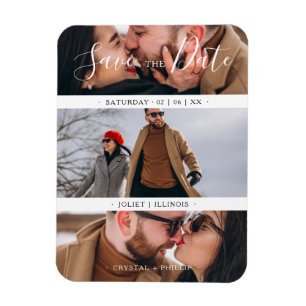 Romantic Three Wedding Engagement Photos Collage Magnet