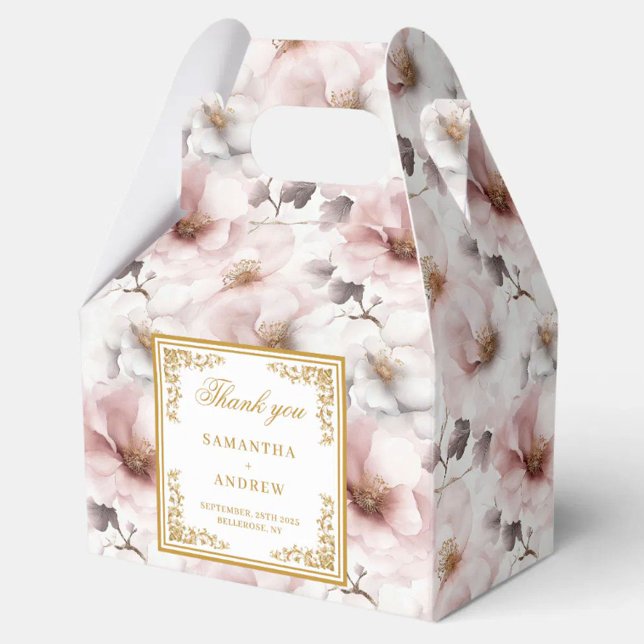 Romantic & Timeless blush floral wedding favour bo Favour Box (Romantic & Timeless blush floral wedding favor box)