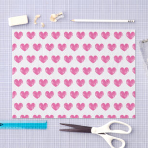 Romantic tissue paper with vintage pink hearts