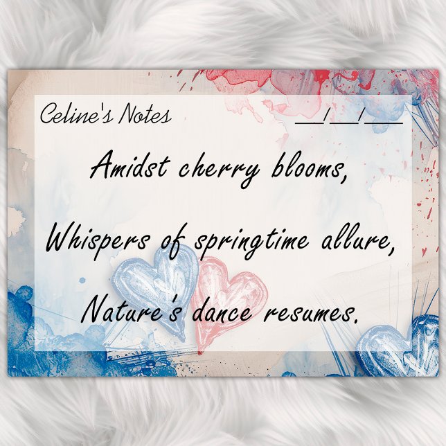 Romantic Trendy Blue & Red Hearts 4" x 3" Post-it Notes (Creator Uploaded)