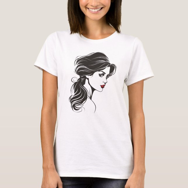 Romantic Trendy Contemporary Portrait of Woman T-Shirt (Front)