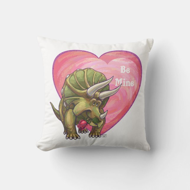 Romantic Triceratops Be Mine Cushion (Front)