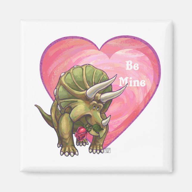 Romantic Triceratops Be Mine Magnet (Front)