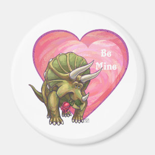 Romantic Triceratops Be Mine Magnet