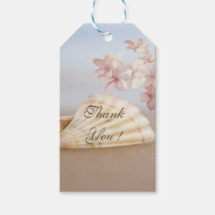 Romantic Tropical Beach Seashell, Plumeria Gift Tags
