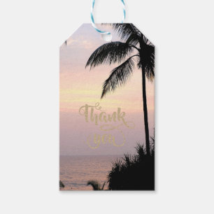 Romantic Tropical Beach Sunset Palms Gift Tags
