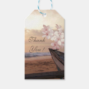 Romantic Tropical  Beach Sunset Plumeria Gift Tags