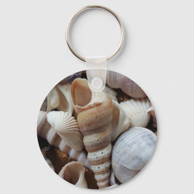 Romantic Tropical Exotic Sea Shells Beach Love Key Ring (Front)